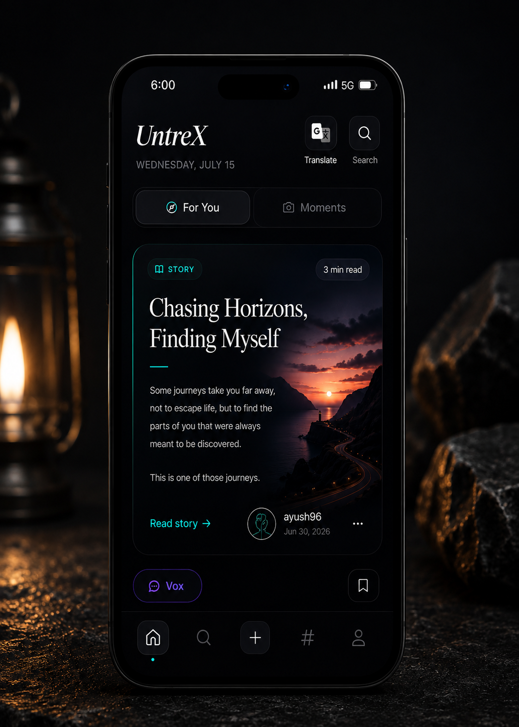 UntreX Nothing decides
what matters to you. screen